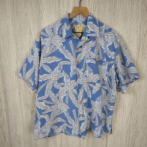 Joe Marlin Men’s XL Blue Short Sleeve Hawaiian Camp Button Down Shirt